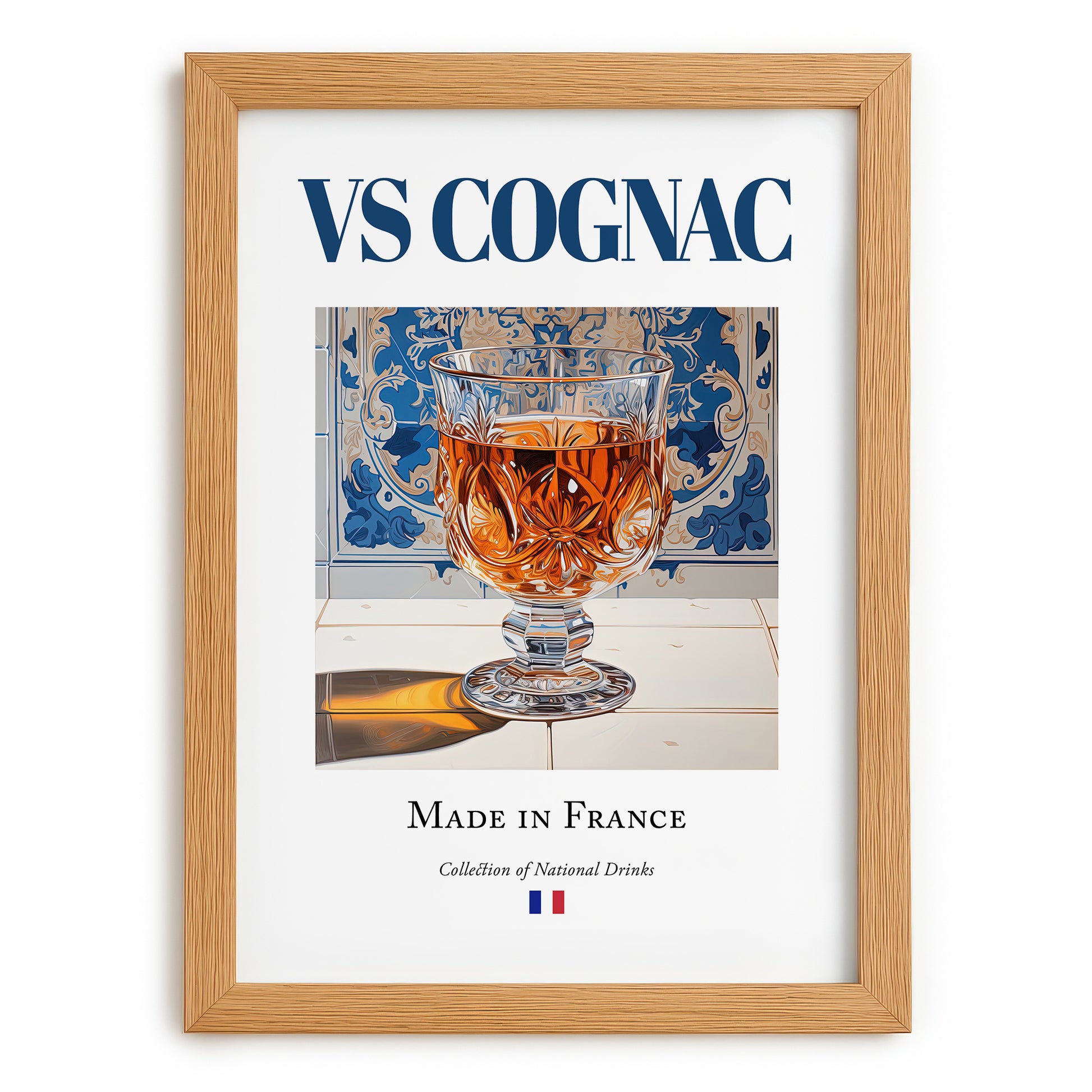VS Cognac – French Spirit Drink, Hotel Lobby Poster, set in oak frame