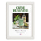 Crème de menthe – French Liqueur Drink, Cocktail Lounge Painting, placed in minimal white frame