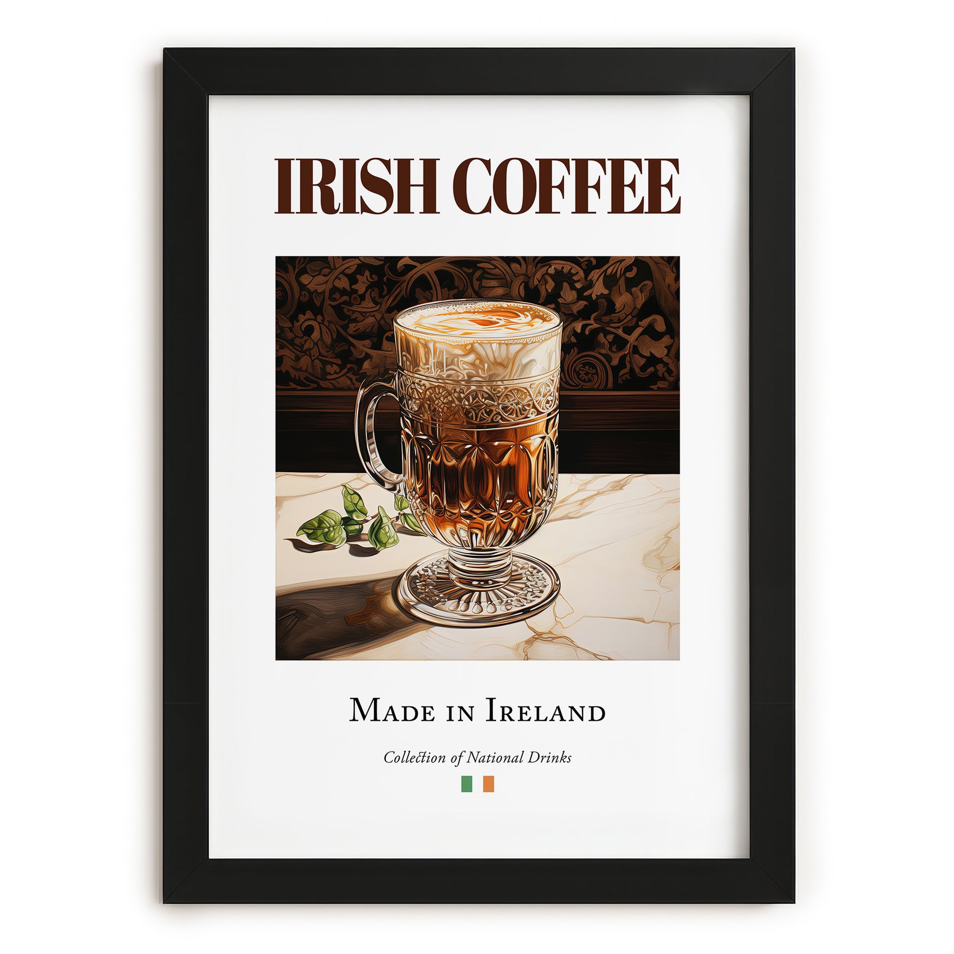 Irish Coffee – Irish Coffee, Street Café Art, in sleek black frame