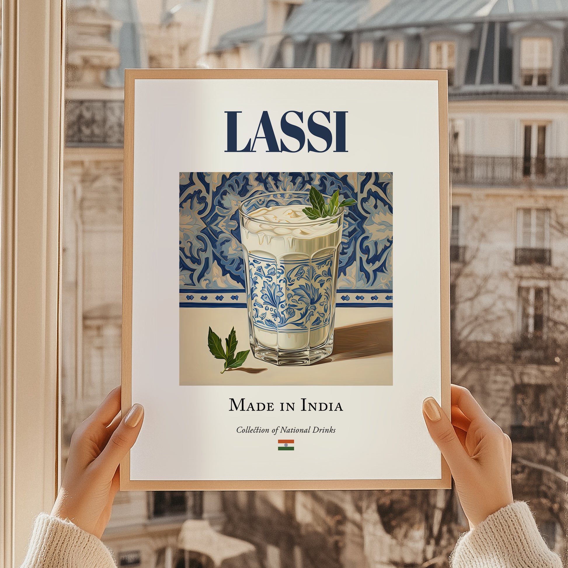 Lassi – Indian Beverage Drink, Jazz Bar Wall Decor, styled in a charming Paris street view
