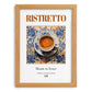 Ristretto – Italian Coffee, Street Café Illustration, set in oak frame