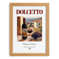 Dolcetto – Italian Red Wine, Wine Bar Print, set in oak frame