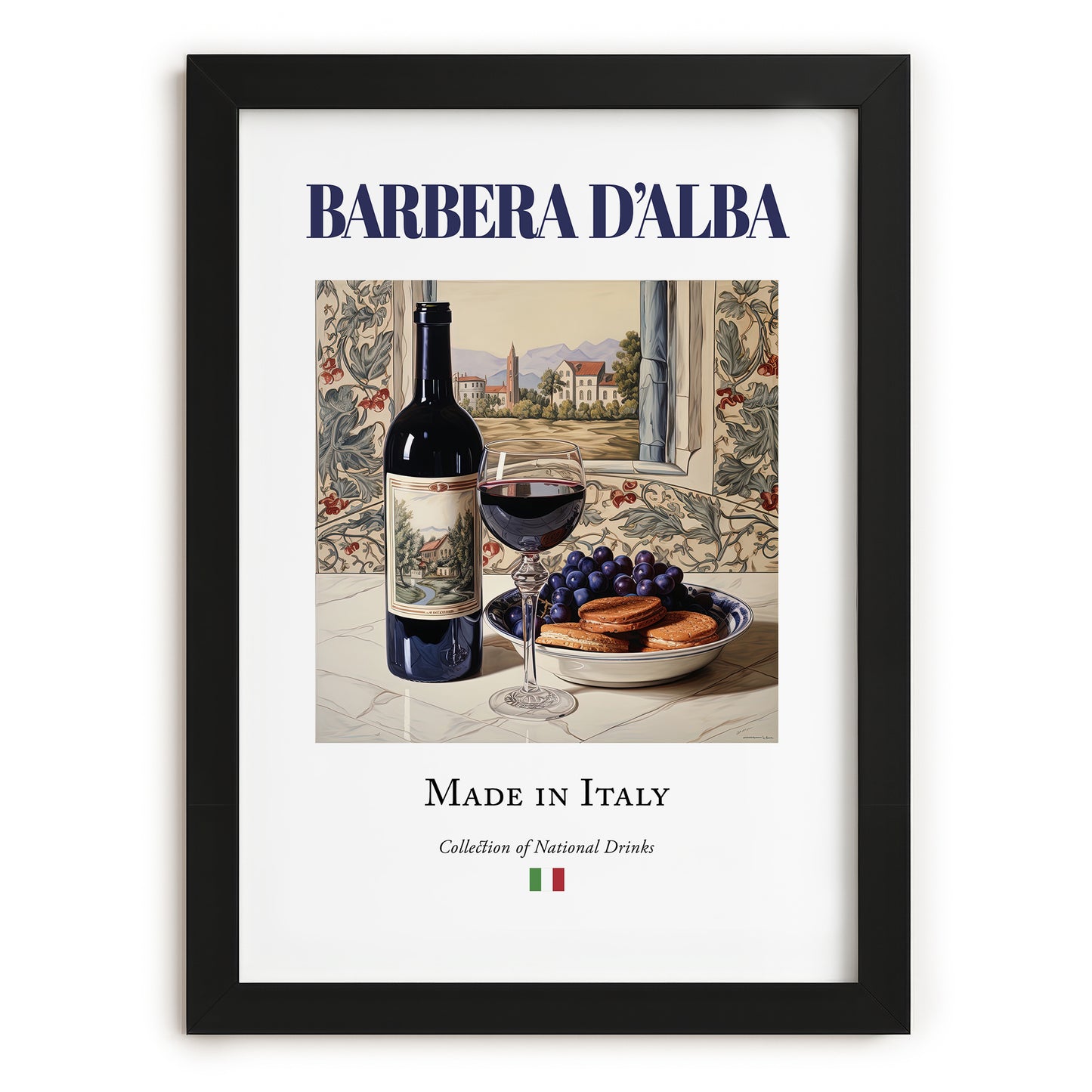 Barbera d’Alba – Italian Red Wine, Enoteca Poster, in sleek black frame
