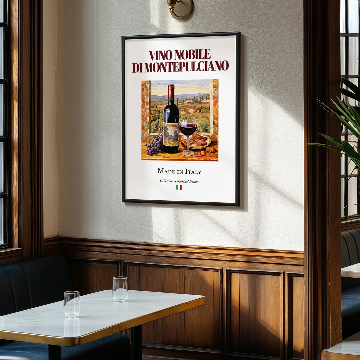 Vino Nobile di Montepulciano – Italian Red Wine, Enoteca Still Life, clean layout with no caption