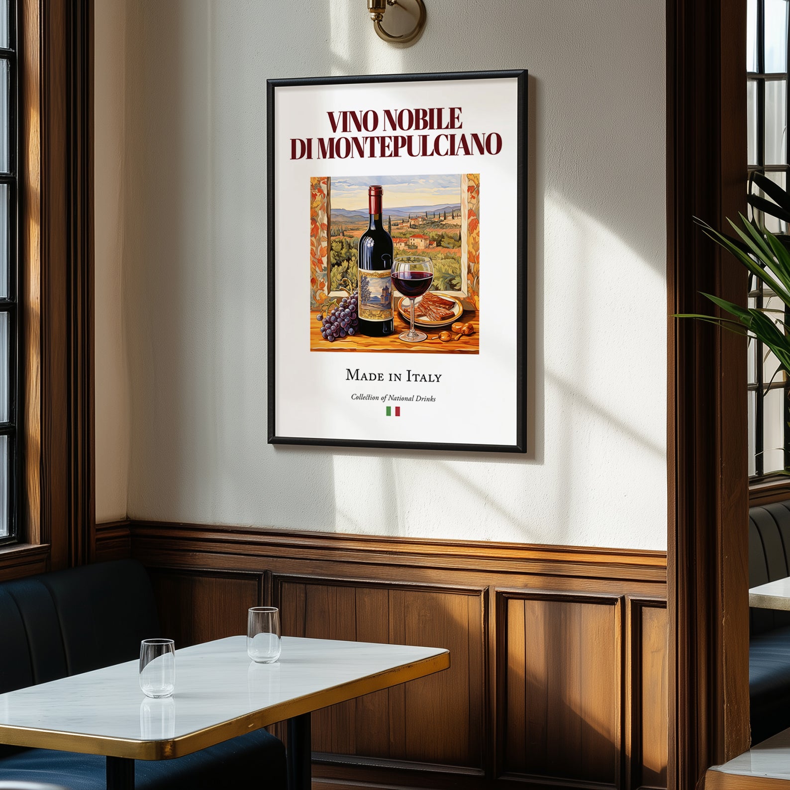 Vino Nobile di Montepulciano – Italian Red Wine, Enoteca Still Life, clean layout with no caption