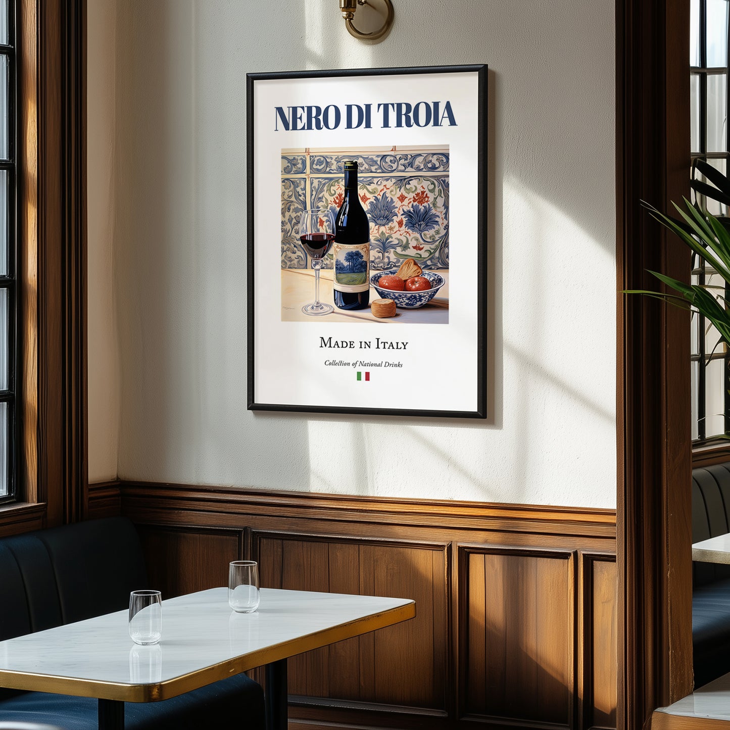 Nero di Troia – Italian Red Wine, Vineyard Terrace Wall Art, clean layout with no caption