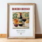 Roero Rosso – Italian Red Wine, Vineyard Terrace Poster, in wooden frame leaning on the floor