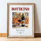 Botticino – Italian Red Wine, Vineyard Terrace Poster, in wooden frame leaning on the floor
