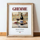 Ghemme – Italian Red Wine, Enoteca Painting, in wooden frame leaning on the floor