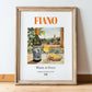 Fiano – Italian White Wine, Tasting Room Poster, in wooden frame leaning on the floor