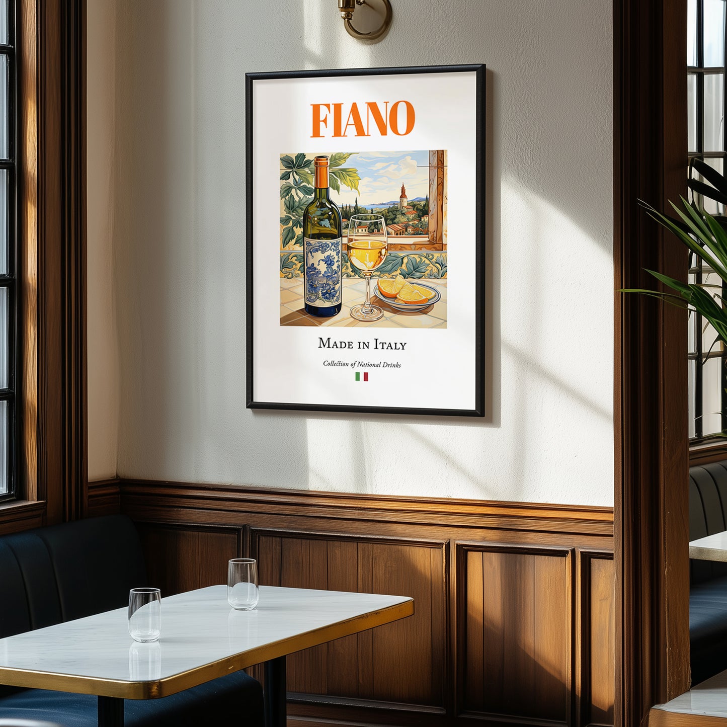 Fiano – Italian White Wine, Tasting Room Poster, clean layout with no caption