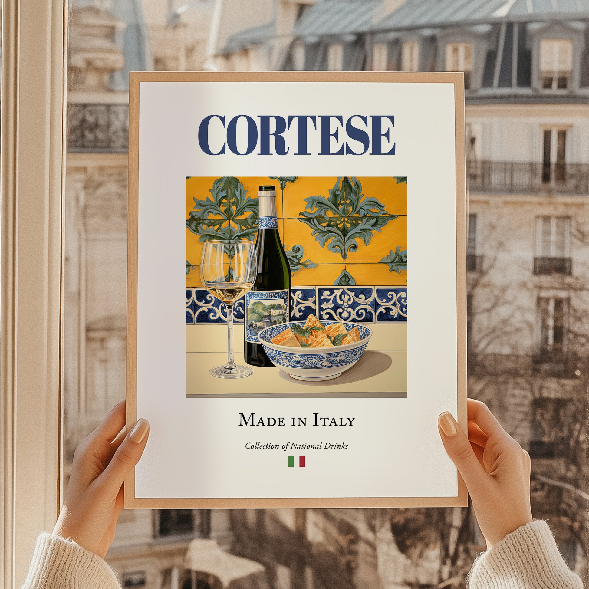 Cortese – Italian White Wine, Vinoteca Wall Decor, styled in a charming Paris street view
