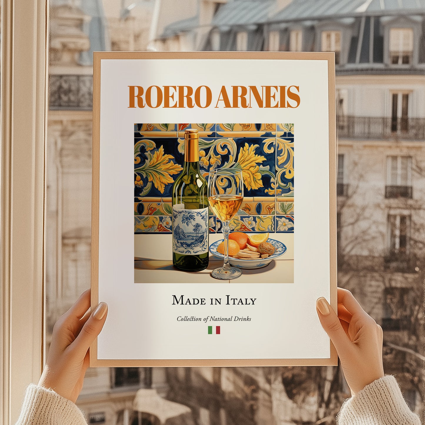 Roero Arneis – Italian White Wine, Bodega Still Life, styled in a charming Paris street view