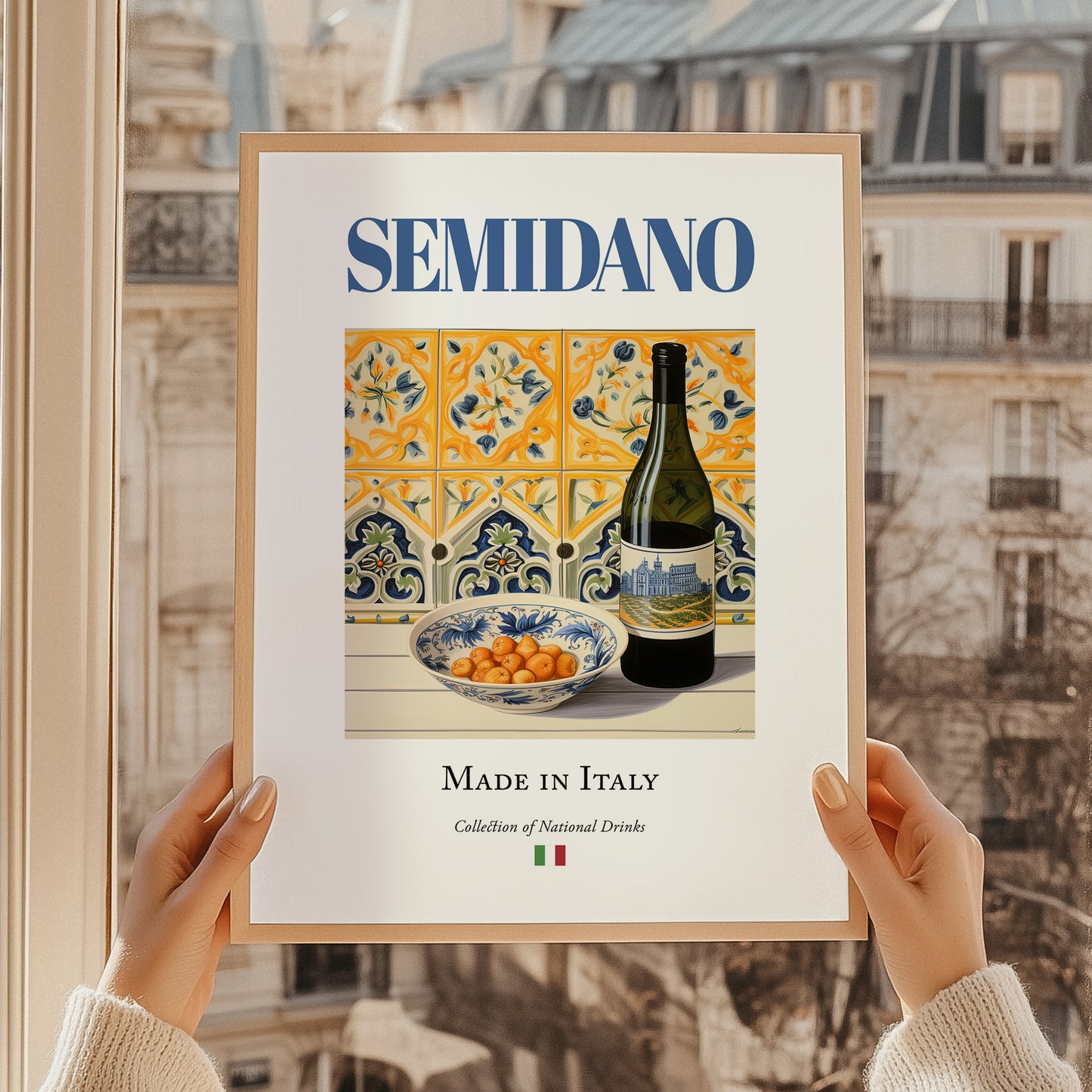 Semidano – Italian White Wine, Wine Bar Wall Decor, styled in a charming Paris street view
