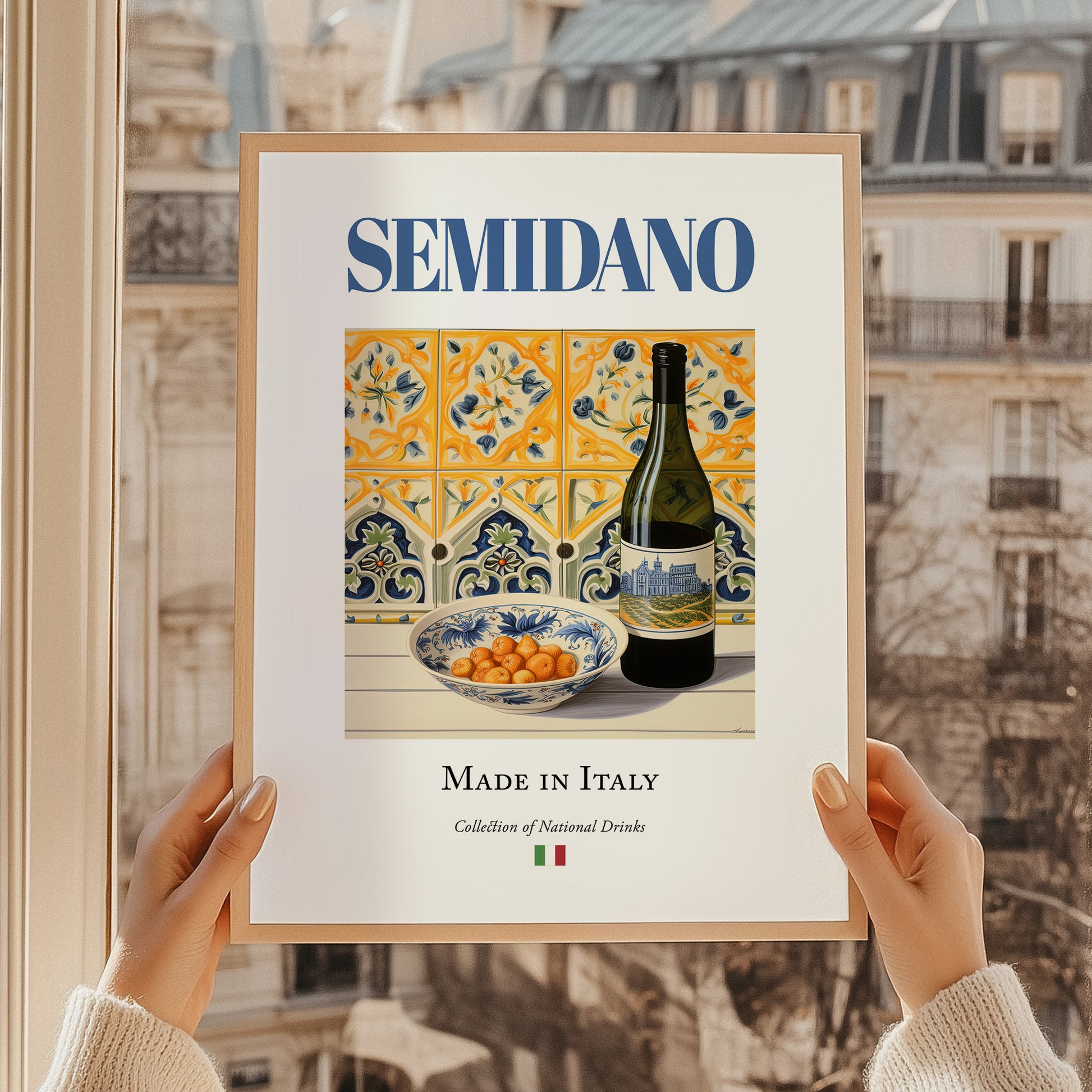 Semidano – Italian White Wine, Wine Bar Wall Decor, styled in a charming Paris street view