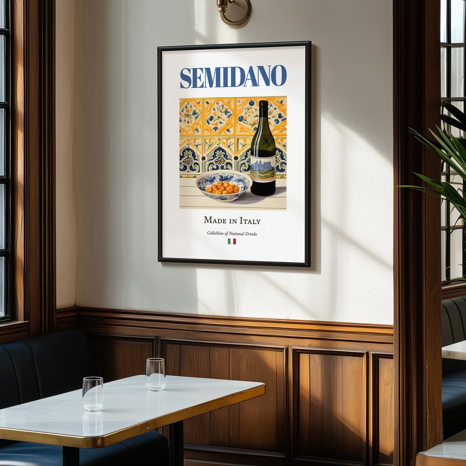 Semidano – Italian White Wine, Wine Bar Wall Decor, clean layout with no caption