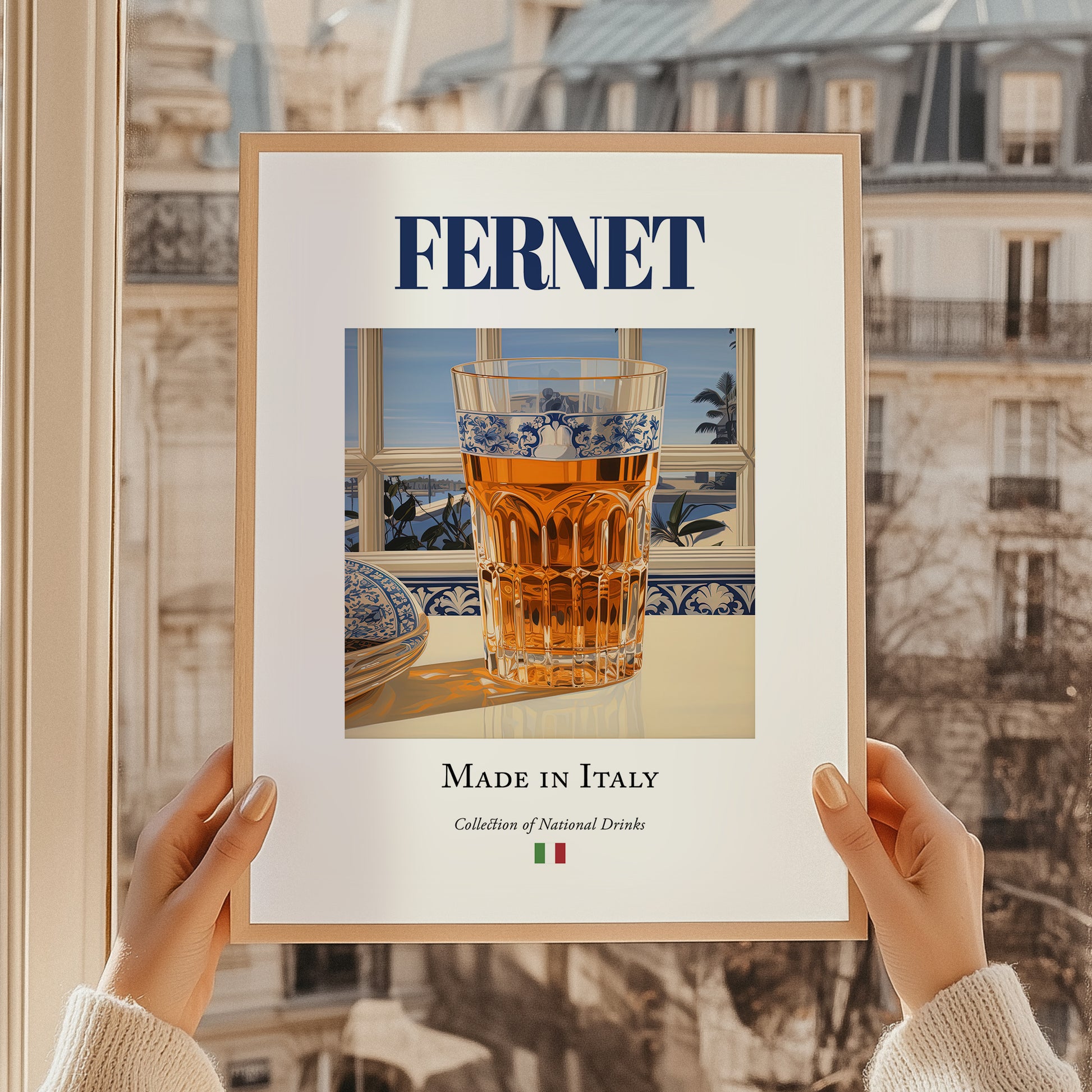 Fernet – Italian Spirit Drink, Hotel Lobby Print, styled in a charming Paris street view
