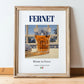 Fernet – Italian Spirit Drink, Hotel Lobby Print, in wooden frame leaning on the floor