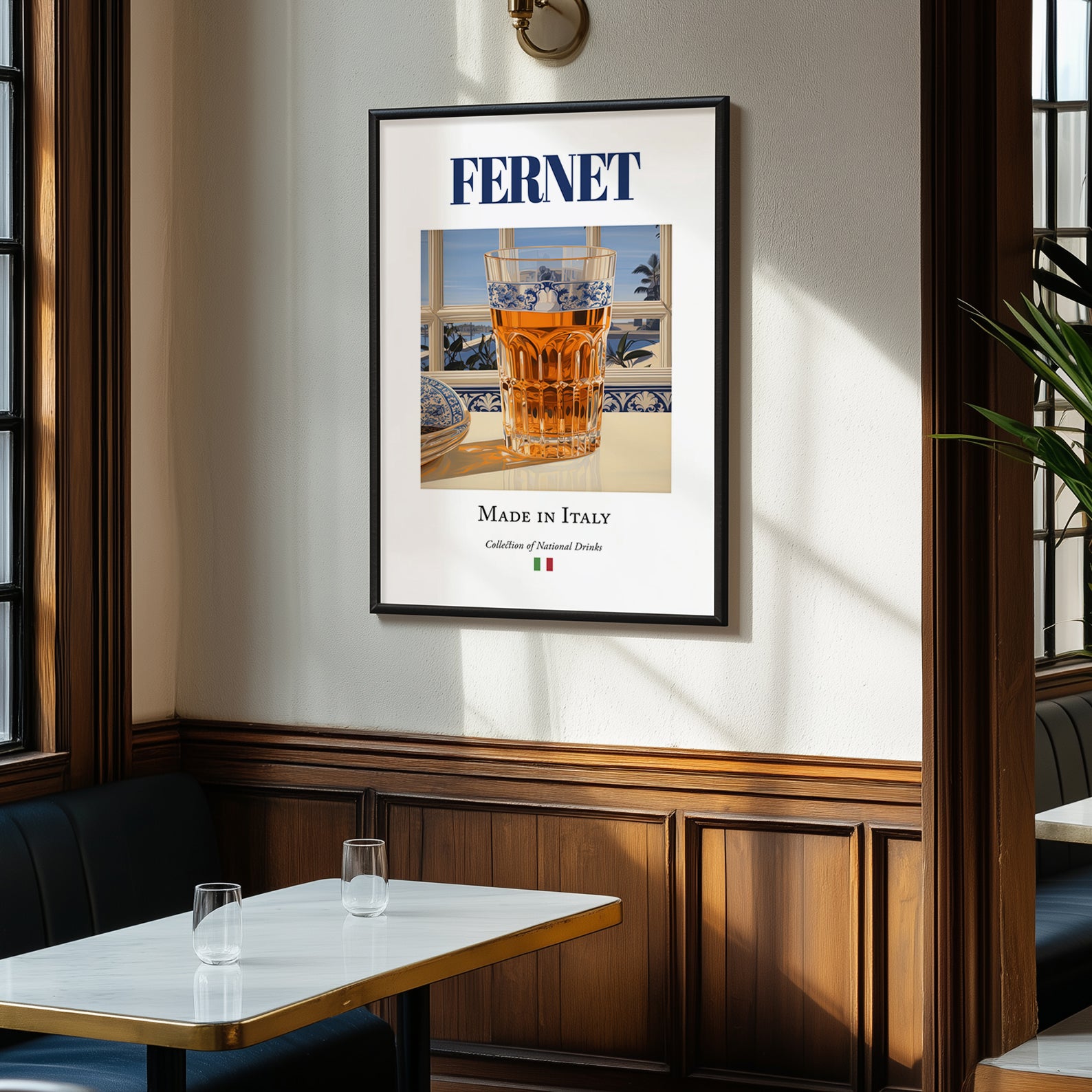 Fernet – Italian Spirit Drink, Hotel Lobby Print, clean layout with no caption