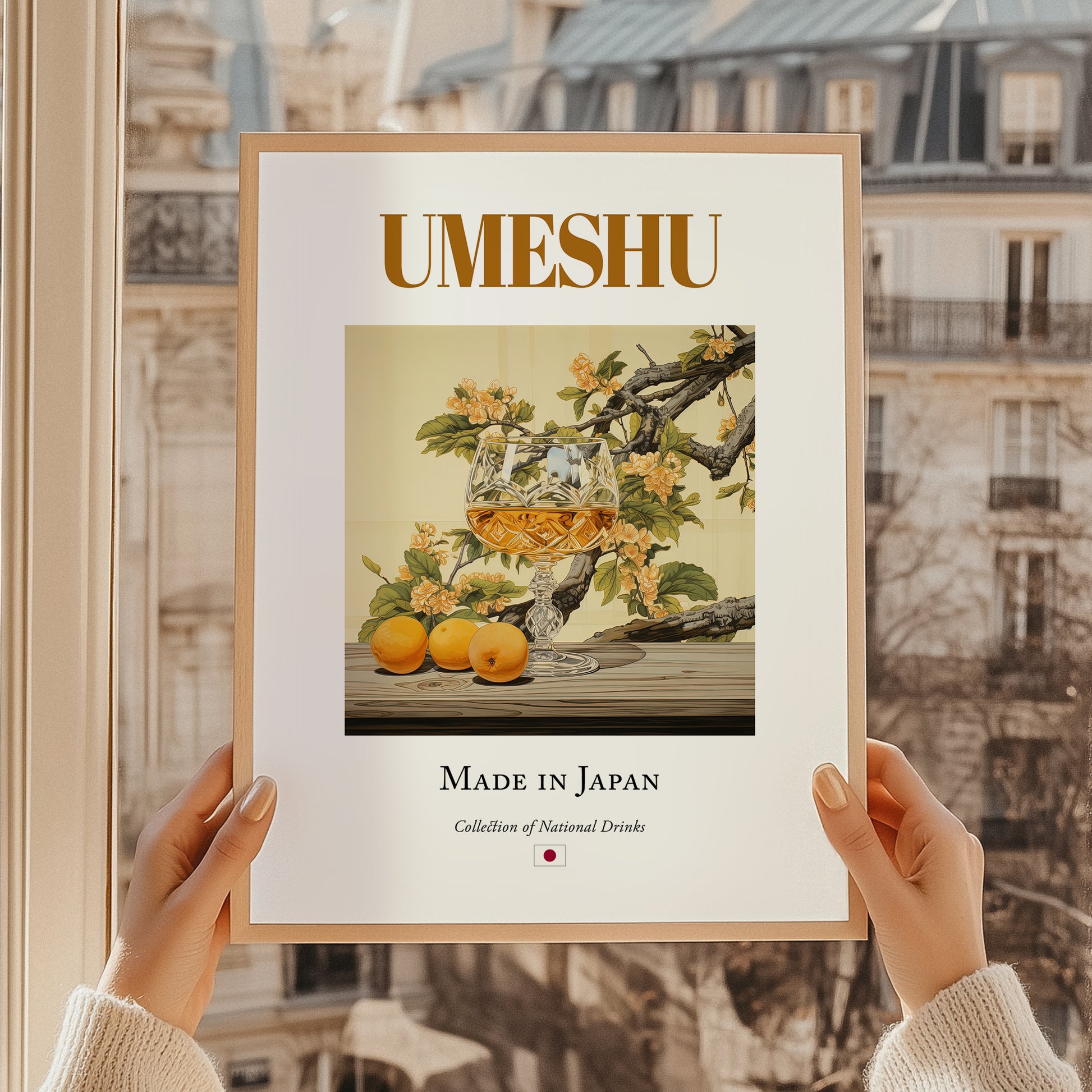 Umeshu – Japanese Beverage Drink, Cocktail Lounge Wall Art, styled in a charming Paris street view