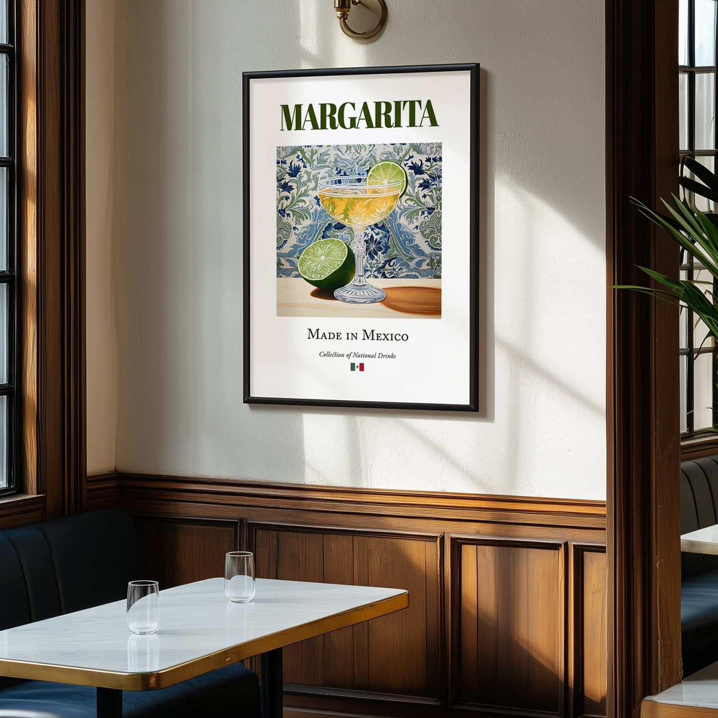 Margarita – Mexican Cocktail Drink, Beach Bar Poster, clean layout with no caption