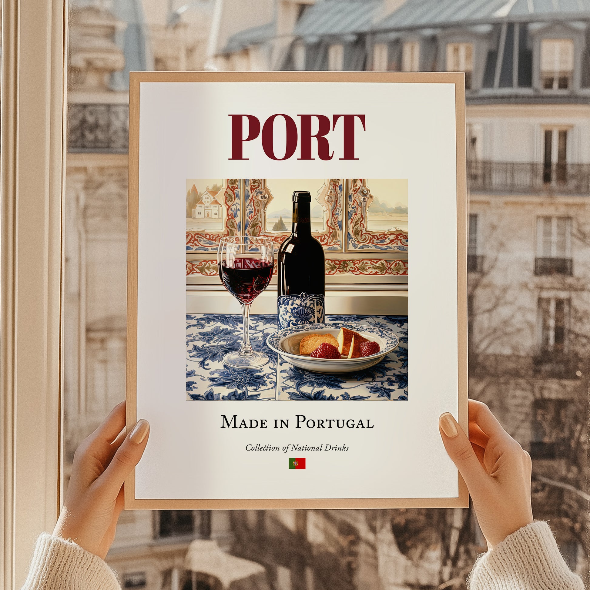 Port – Portuguese Dessert Wine, Vineyard Terrace Poster, styled in a charming Paris street view