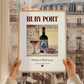 Ruby Port – Portuguese Dessert Wine, Wine Bar Print, styled in a charming Paris street view