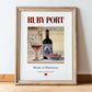 Ruby Port – Portuguese Dessert Wine, Wine Bar Print, in wooden frame leaning on the floor