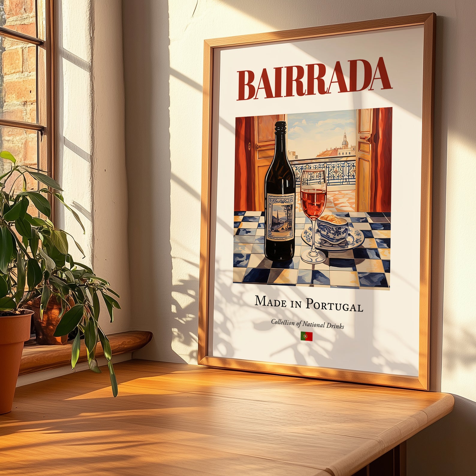 Bairrada – Portuguese Red Wine, Vinoteca Art, no-text version framed in wood