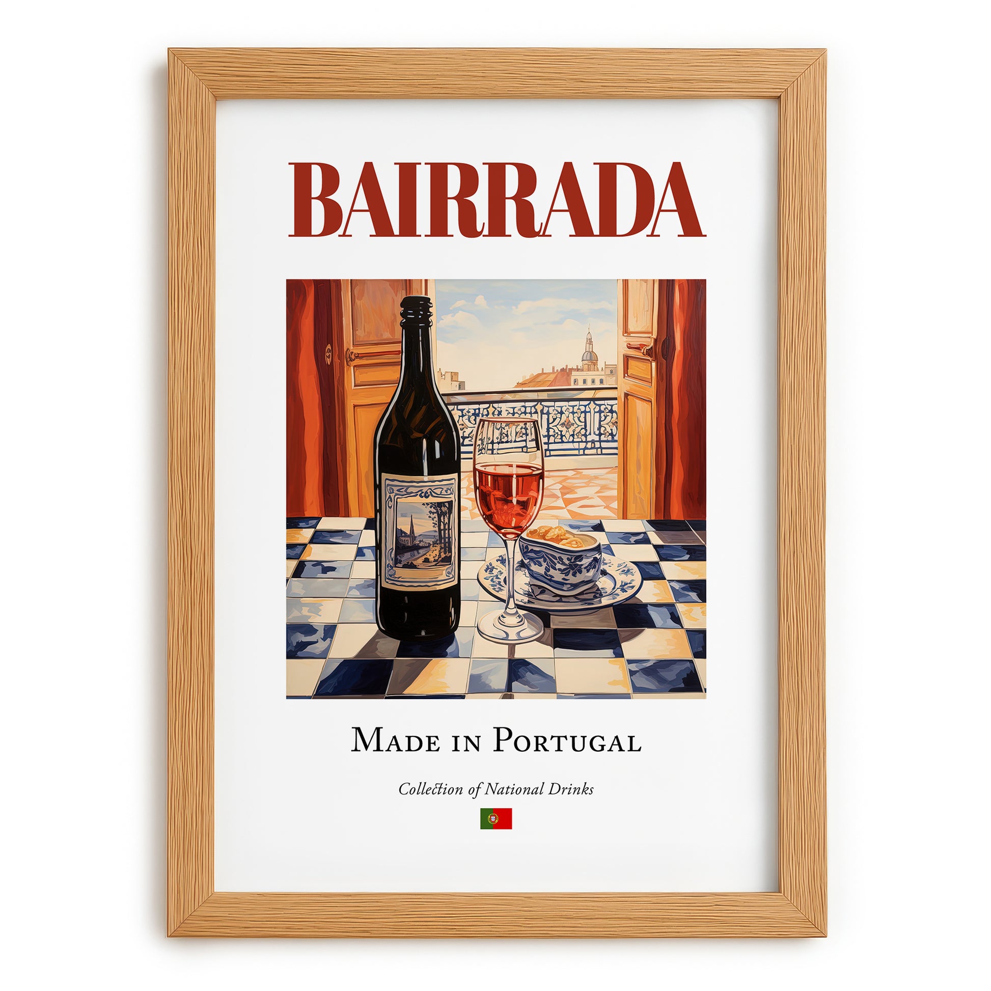 Bairrada – Portuguese Red Wine, Vinoteca Art, set in oak frame