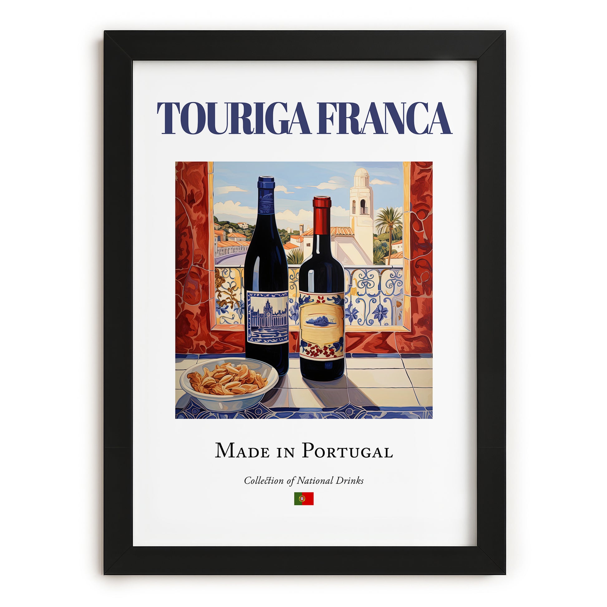 Touriga Franca – Portuguese Red Wine, Wine Bar Print, in sleek black frame