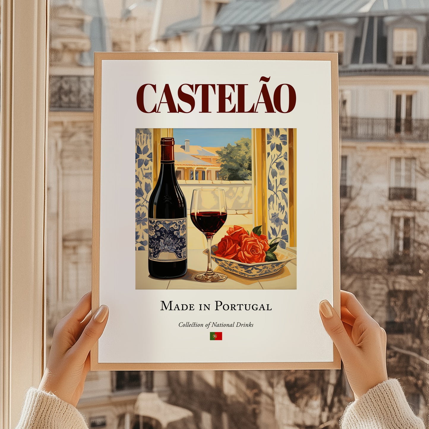 Castelão – Portuguese Red Wine, Wine Bar Poster, styled in a charming Paris street view