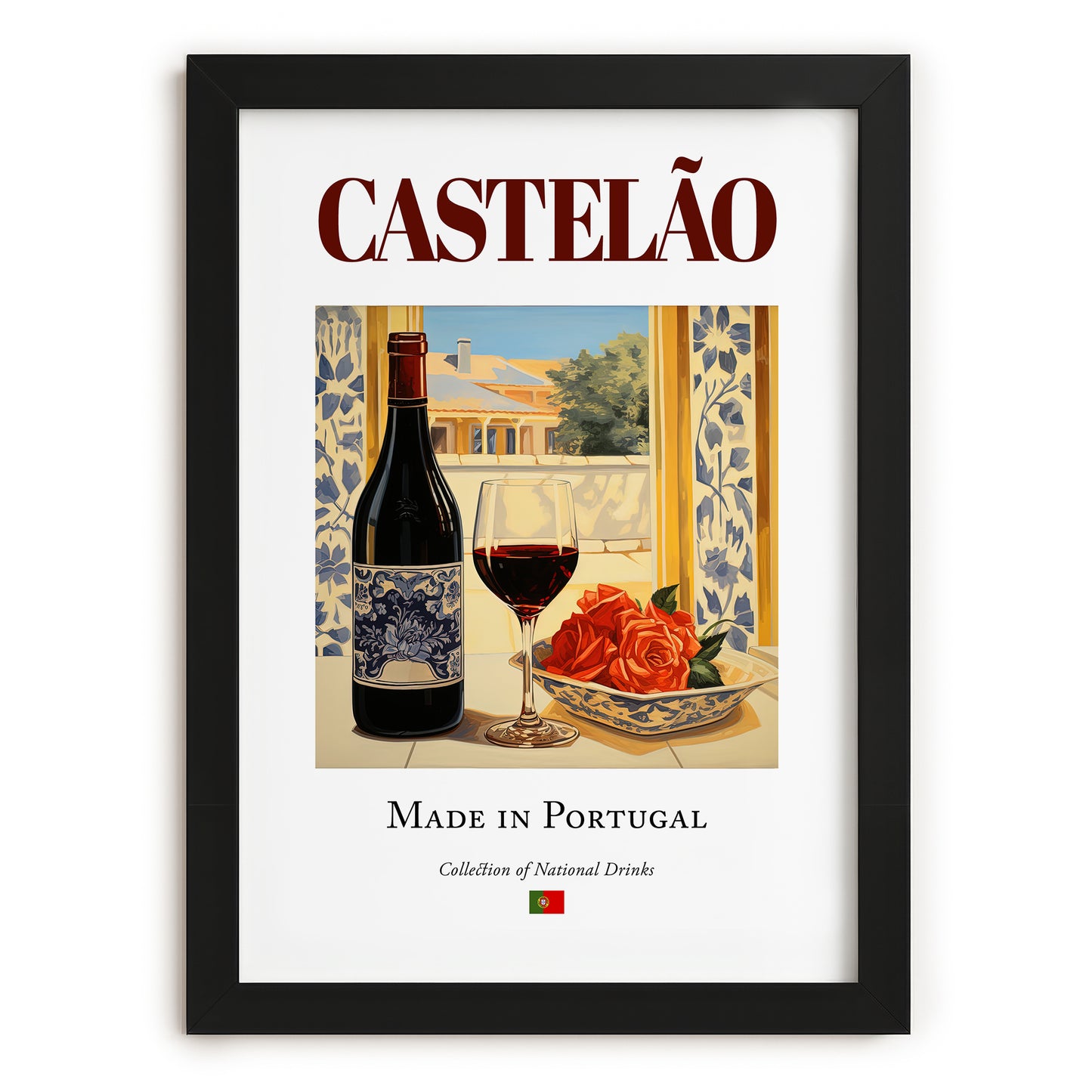Castelão – Portuguese Red Wine, Wine Bar Poster, in sleek black frame