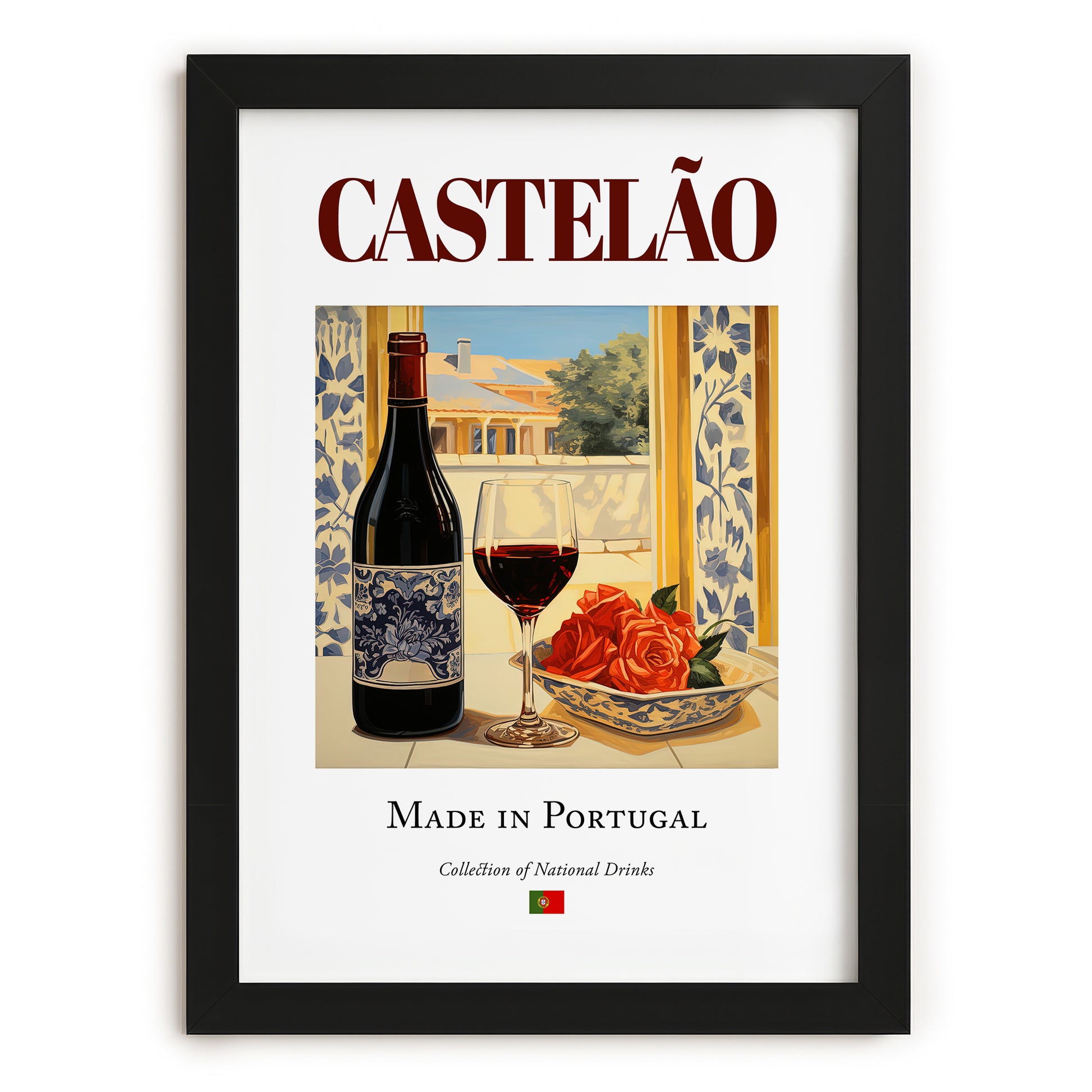 Castelão – Portuguese Red Wine, Wine Bar Poster, in sleek black frame