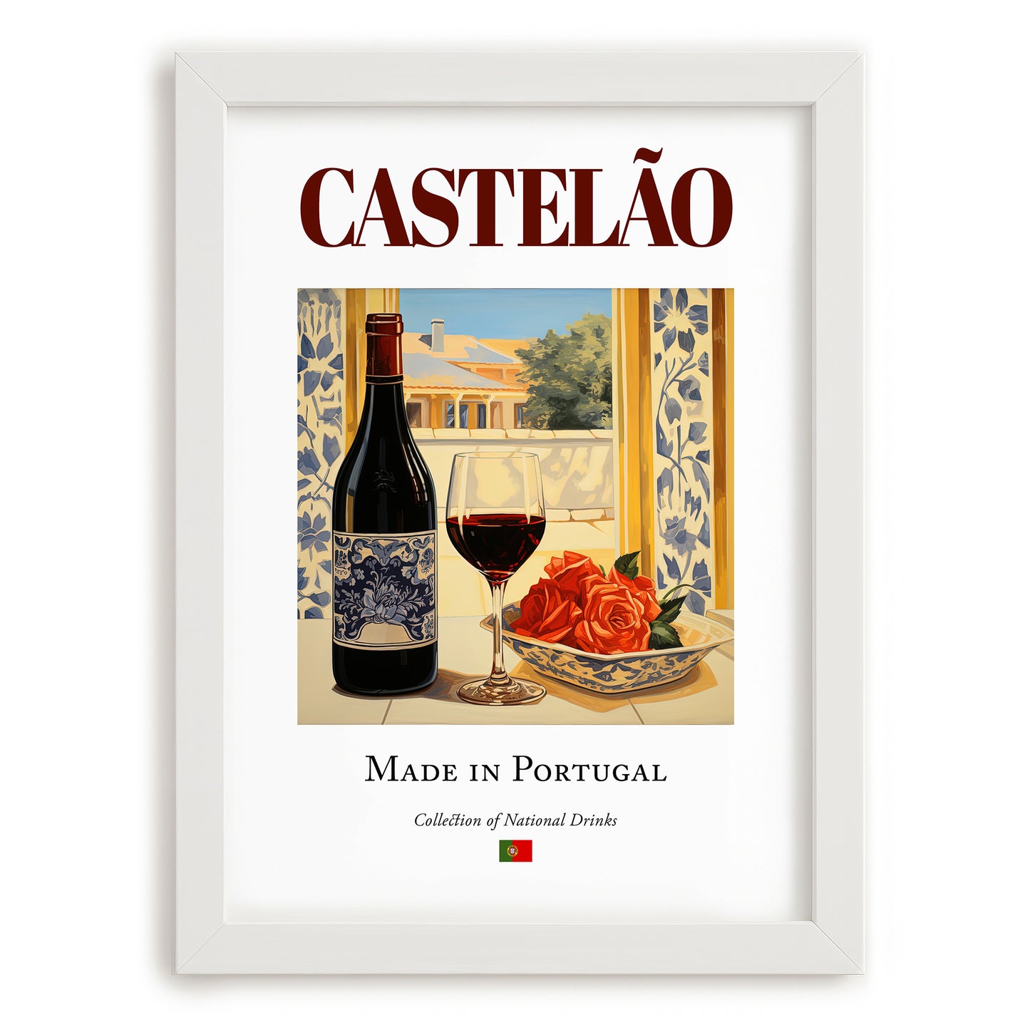Castelão – Portuguese Red Wine, Wine Bar Poster, placed in minimal white frame