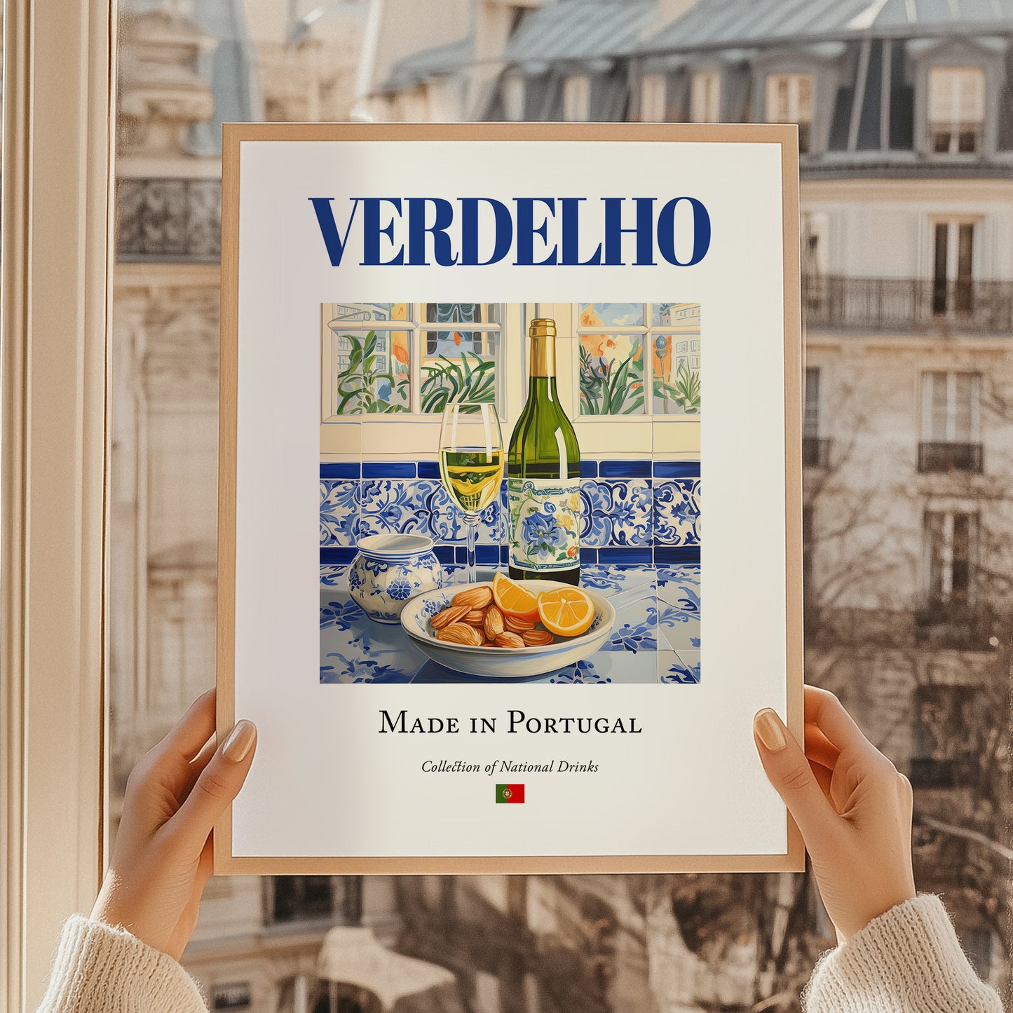 Verdelho – Portuguese White Wine, Vinoteca Illustration, styled in a charming Paris street view
