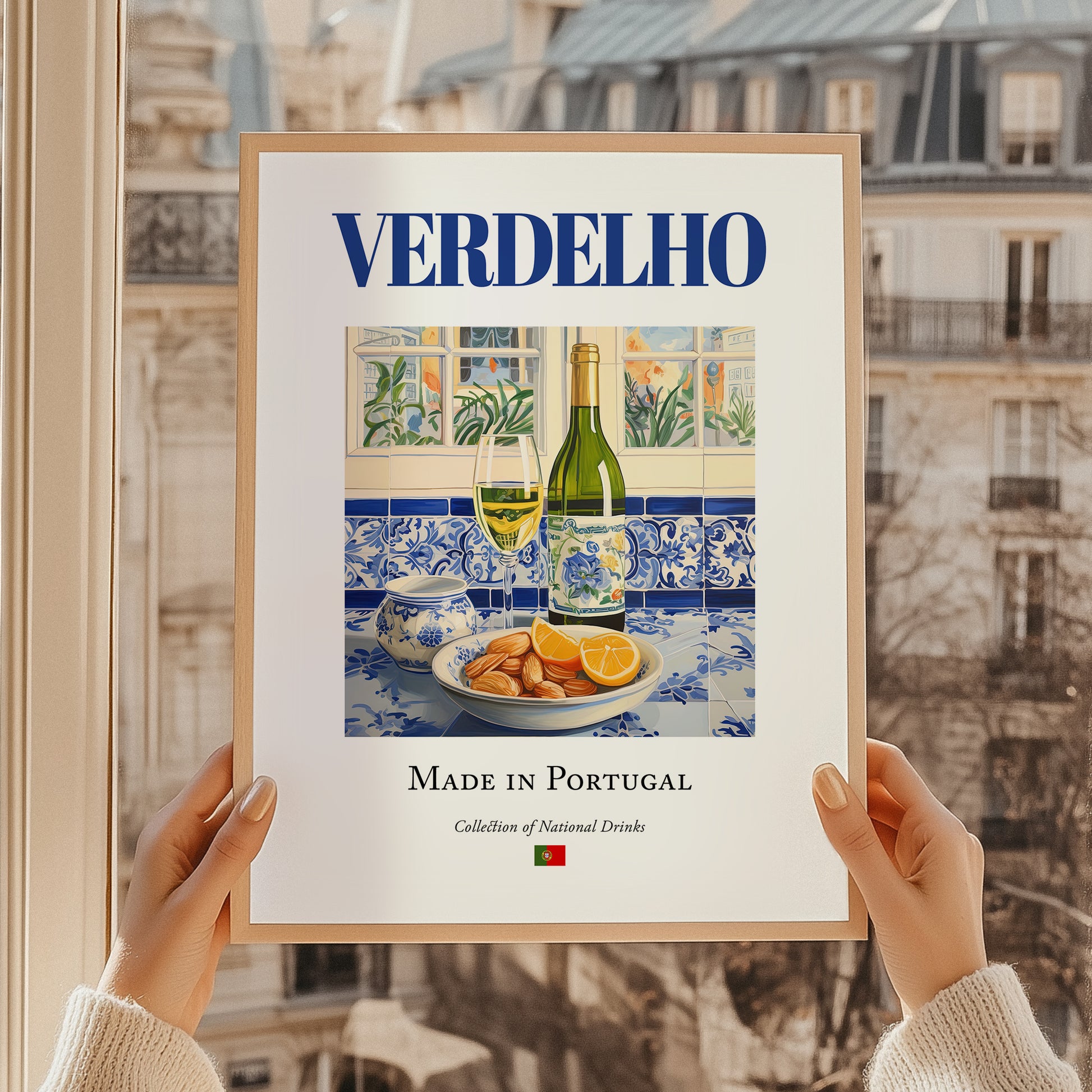 Verdelho – Portuguese White Wine, Vinoteca Illustration, styled in a charming Paris street view