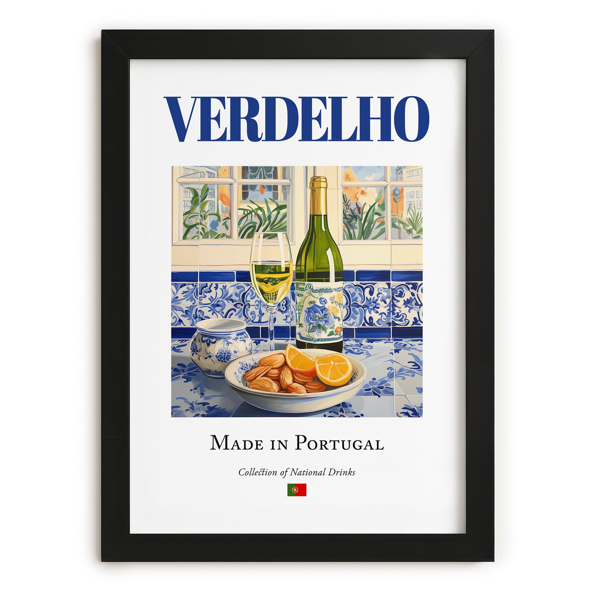 Verdelho – Portuguese White Wine, Vinoteca Illustration, in sleek black frame