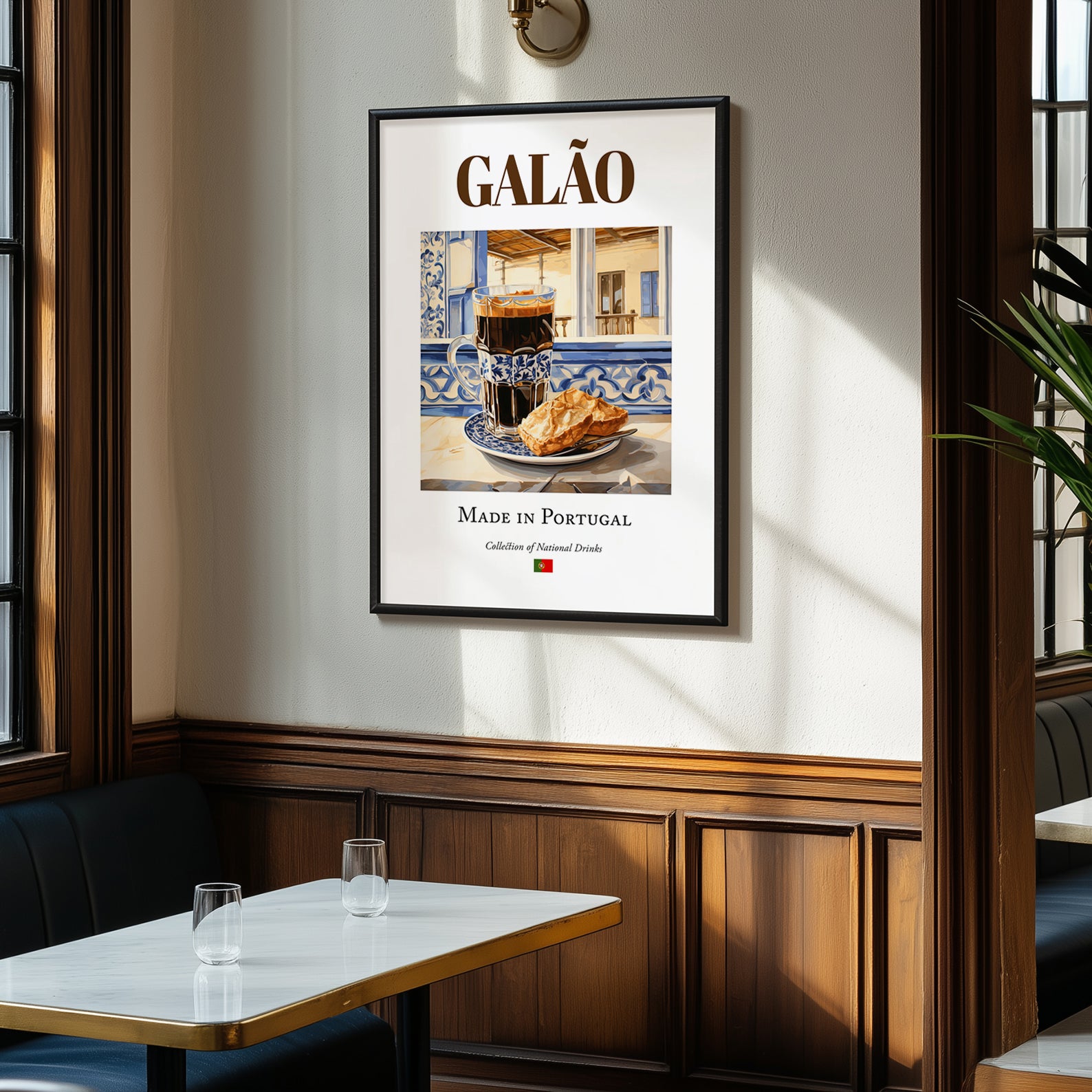 Galão – Portuguese Beverage Drink, Hotel Lobby Poster, clean layout with no caption