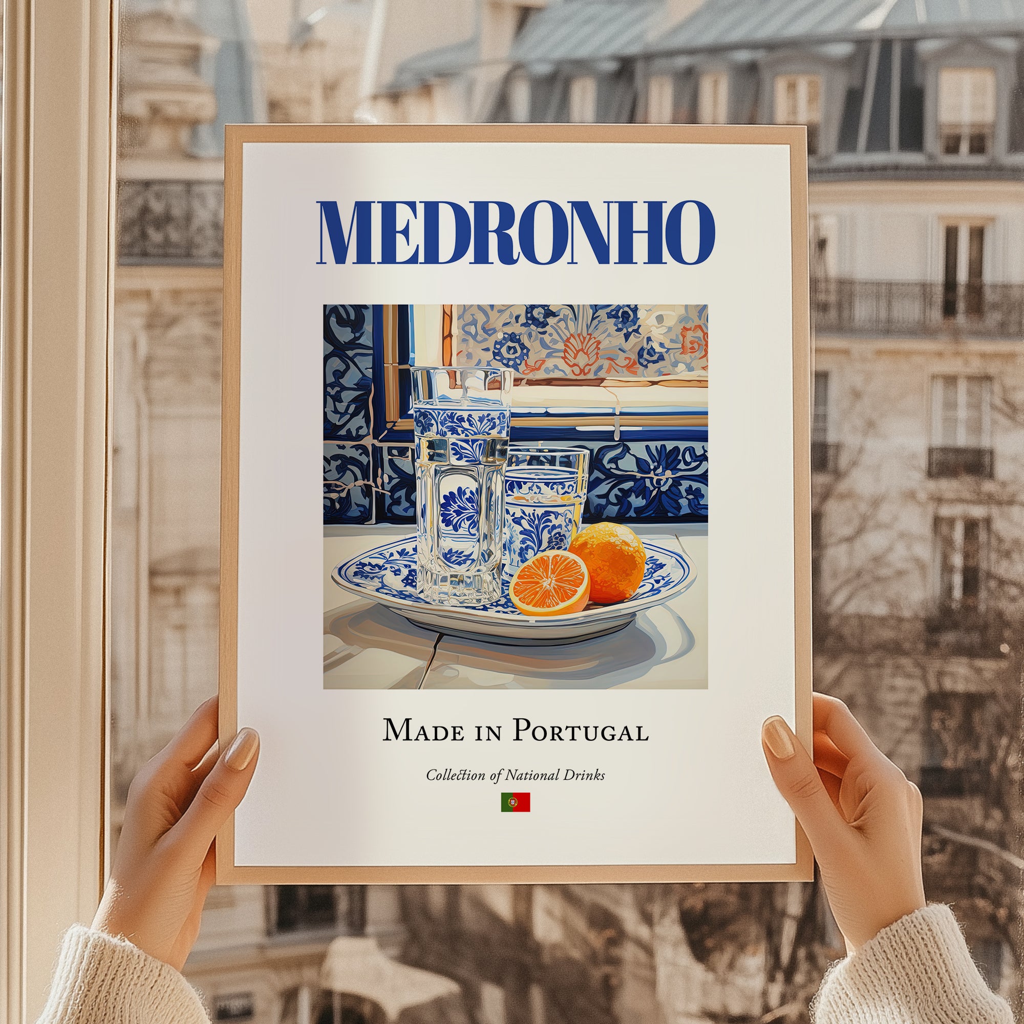 Medronho (brandy) – Portuguese Spirit Drink, Hotel Lobby Painting, styled in a charming Paris street view