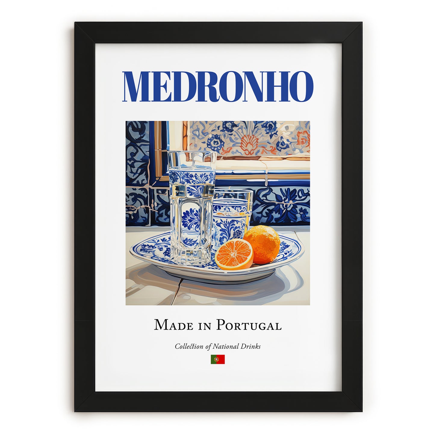 Medronho (brandy) – Portuguese Spirit Drink, Hotel Lobby Painting, in sleek black frame