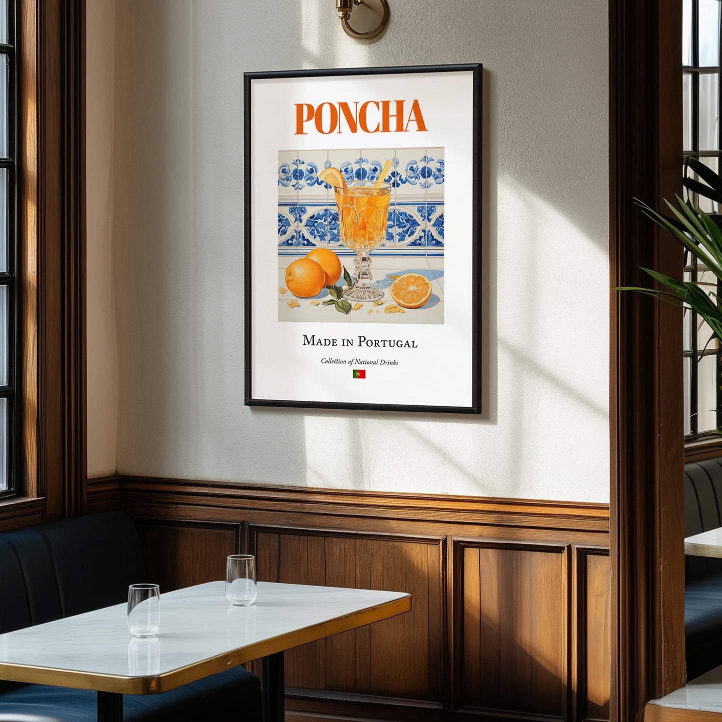 Poncha – Portuguese Liqueur Drink, Sky Bar Illustration, clean layout with no caption