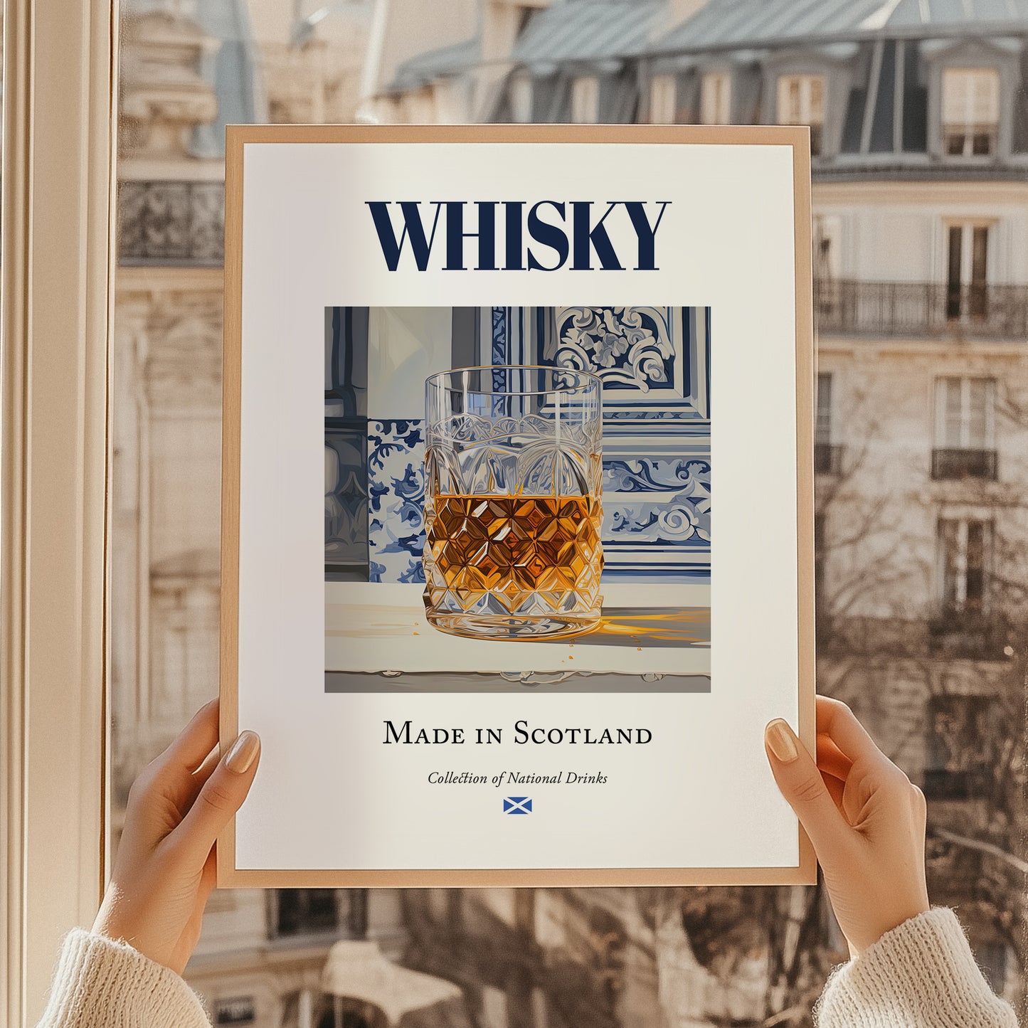 Whisky – Scottish Spirit Drink, Beach Bar Poster, styled in a charming Paris street view