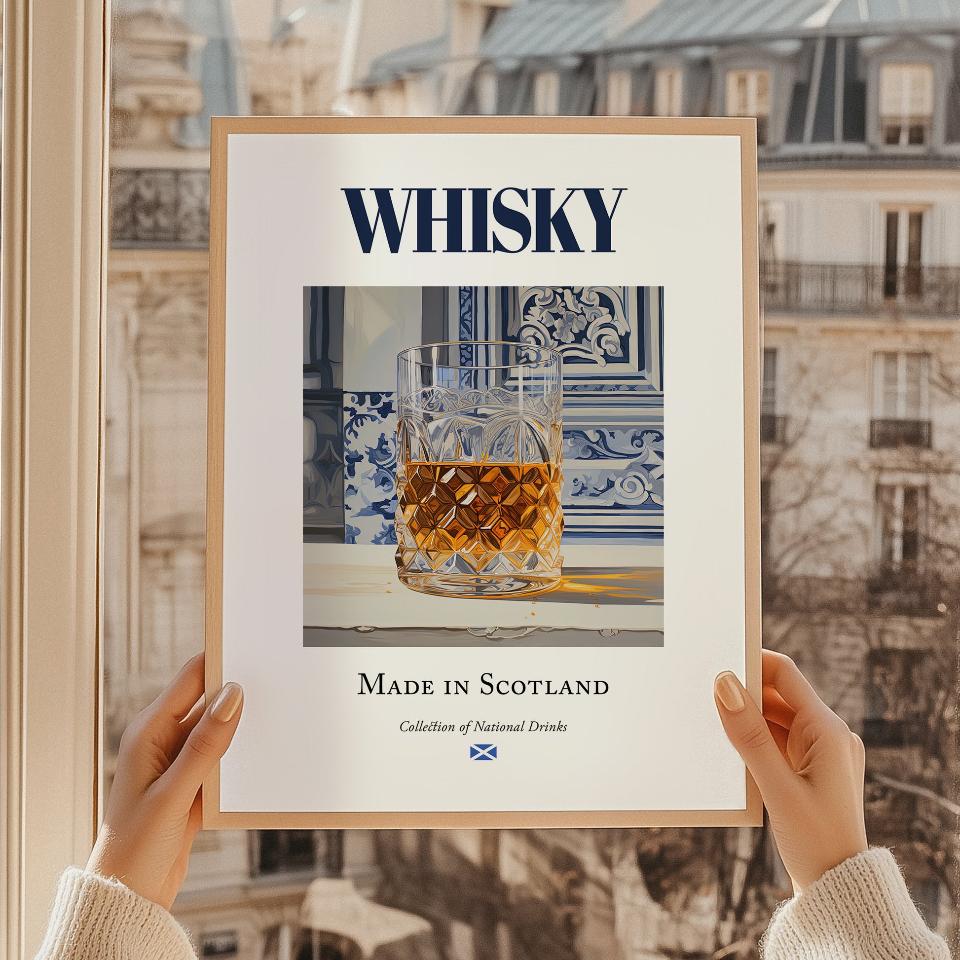 Whisky – Scottish Spirit Drink, Beach Bar Poster, styled in a charming Paris street view