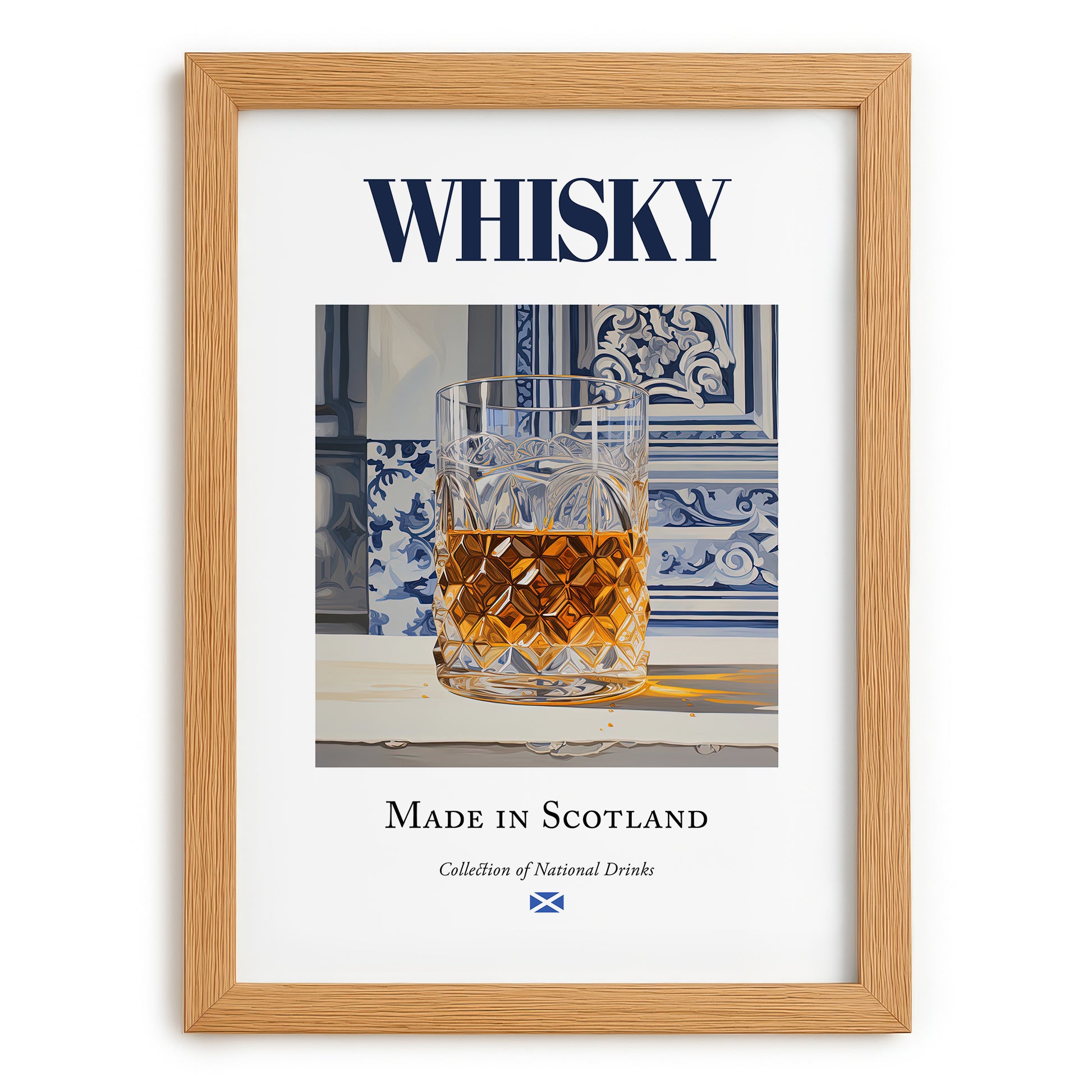 Whisky – Scottish Spirit Drink, Beach Bar Poster, set in oak frame