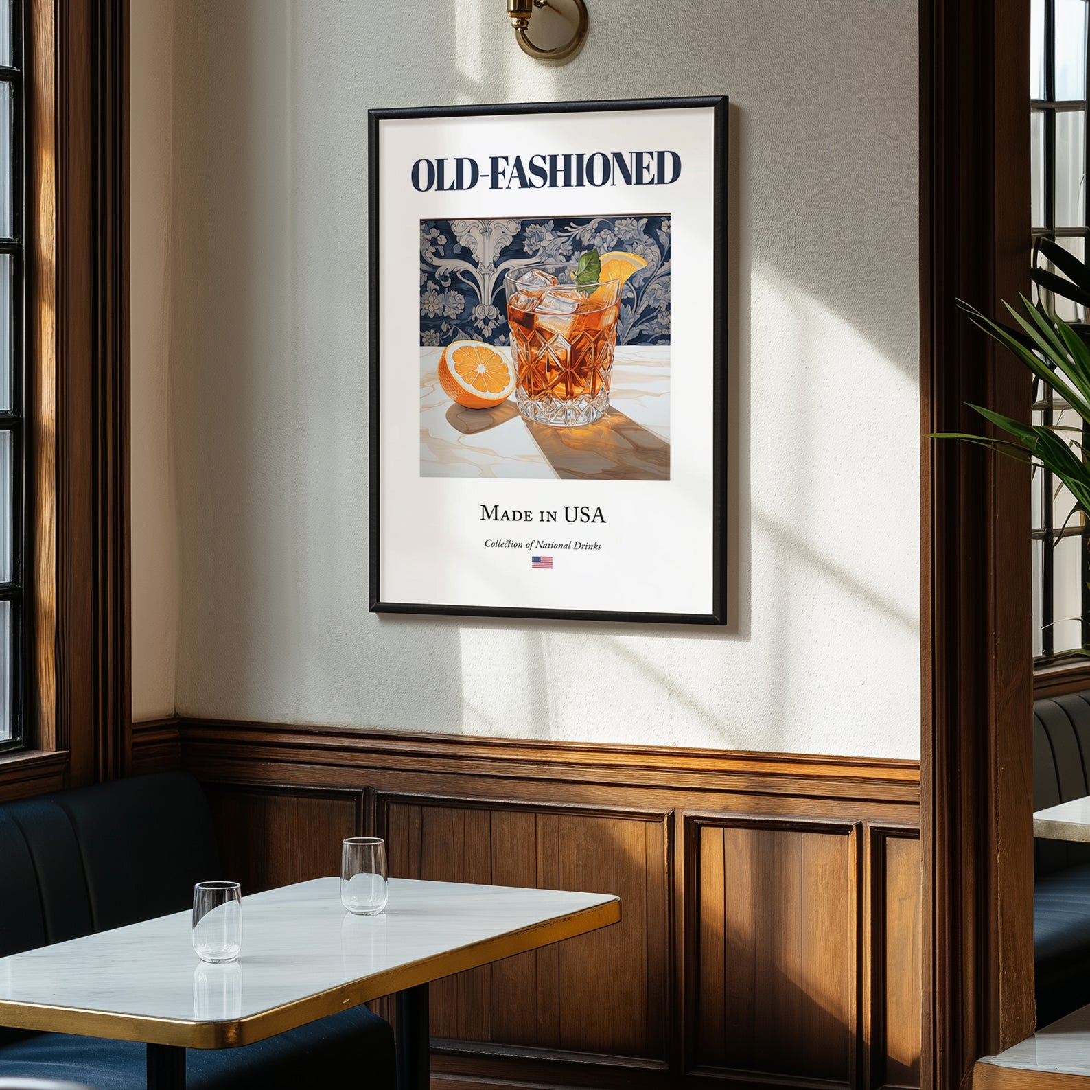 Old-Fashioned – American Cocktail Drink, Hotel Lobby Wall Art, clean layout with no caption