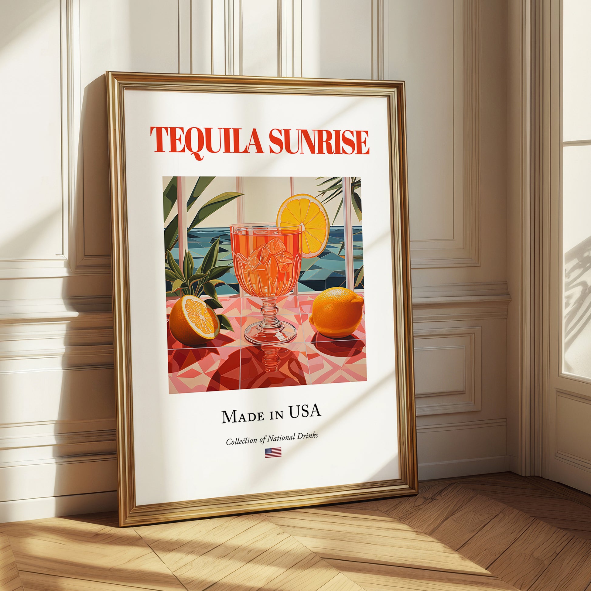 Tequila Sunrise – American Cocktail Drink, Rooftop Terrace Poster