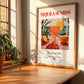Tequila Sunrise – American Cocktail Drink, Rooftop Terrace Poster, no-text version framed in wood