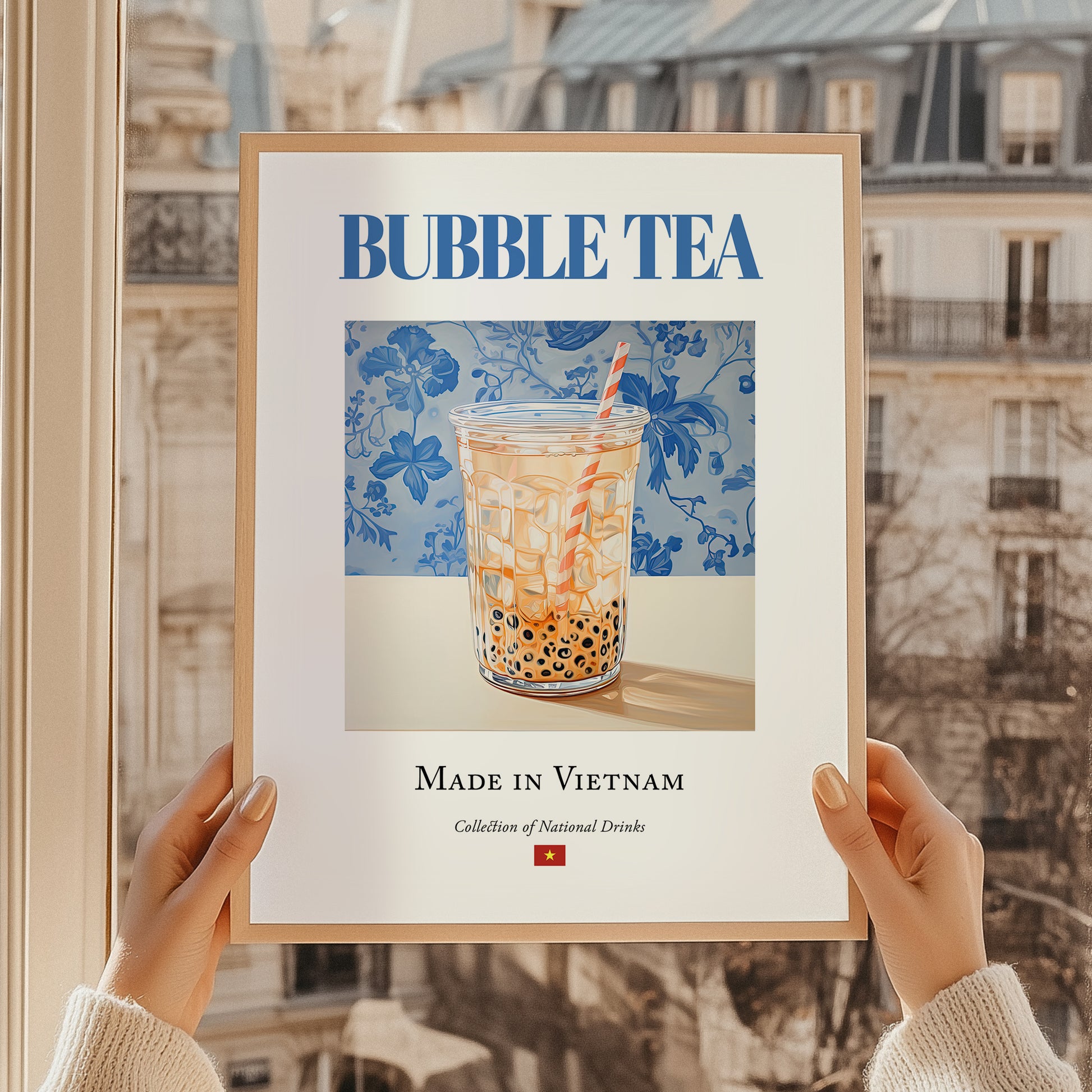 Bubble Tea – Vietnamese Tea, Tea Room Wall Art, styled in a charming Paris street view