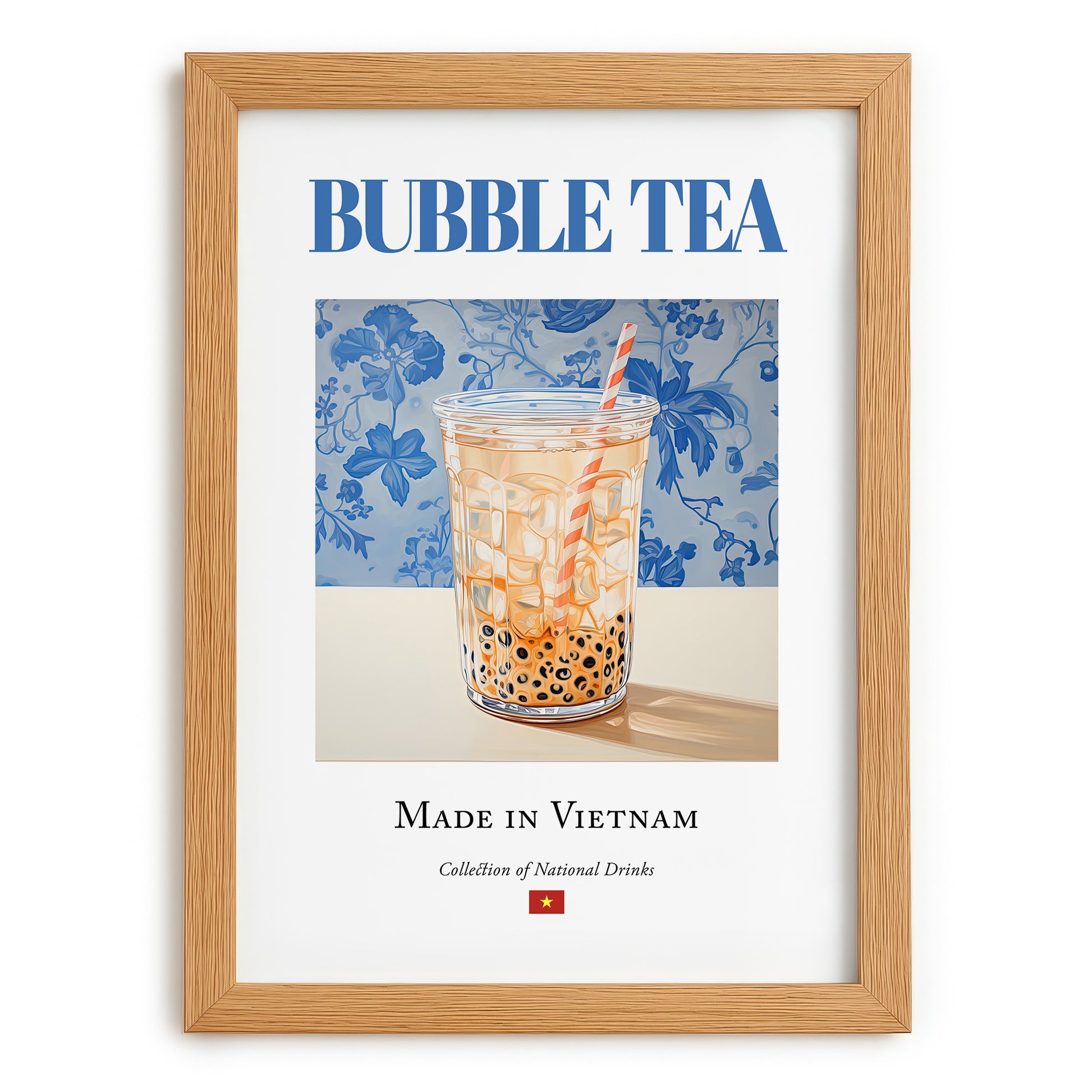 Bubble Tea – Vietnamese Tea, Tea Room Wall Art, set in oak frame